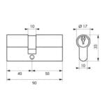 Butuc 90 mm Inegal 40-50 cu 5 chei desen tehnic cote